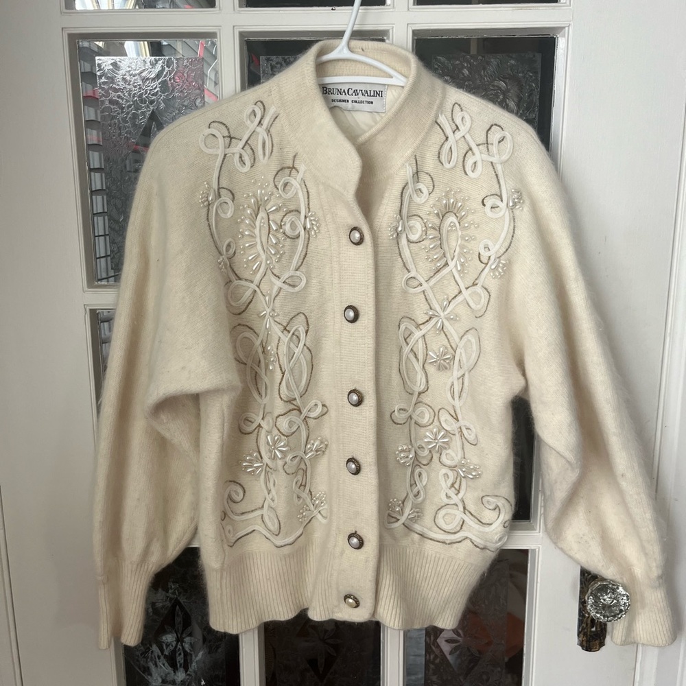 Bruna Cavvalini Lambswool Embroidered Knit | Vintage Designer | Size Small